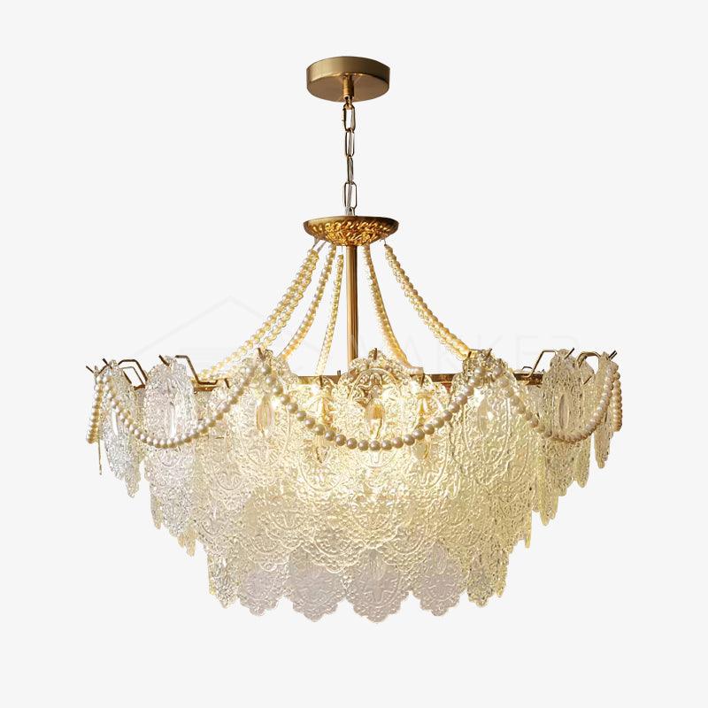 Lampadario in vetro perle