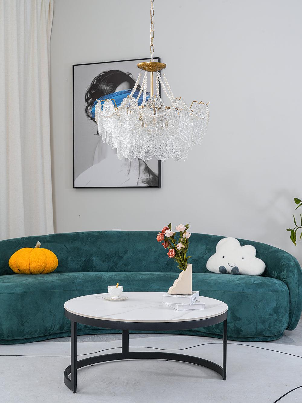 Lampadario in vetro perle
