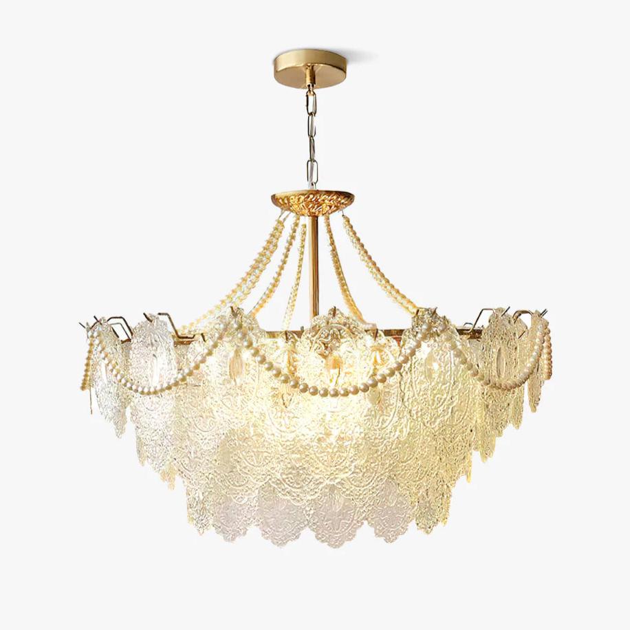 Lampadario in vetro perle