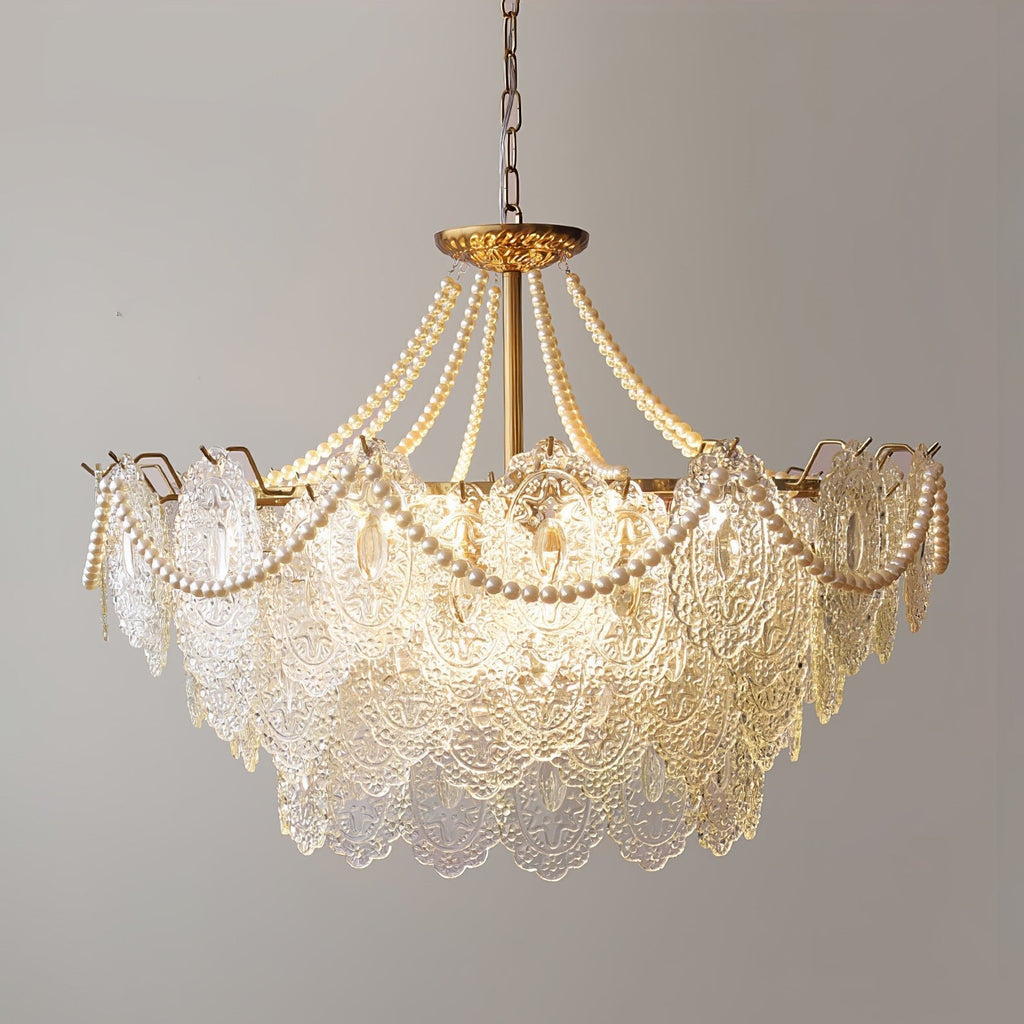 Lampadario in vetro perle