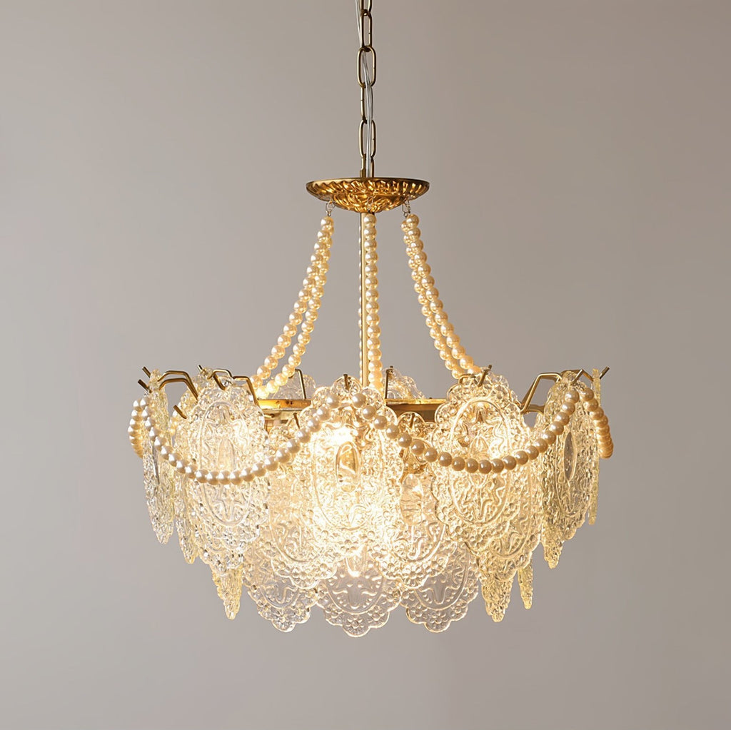 Lampadario in vetro perle