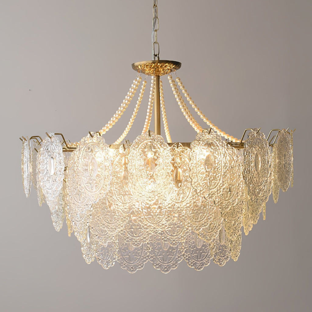 Lampadario in vetro perle