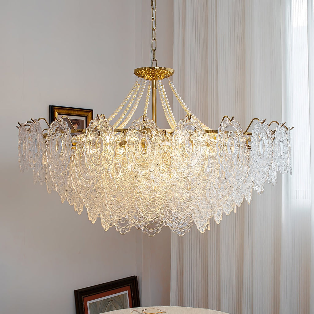 Lampadario in vetro perle