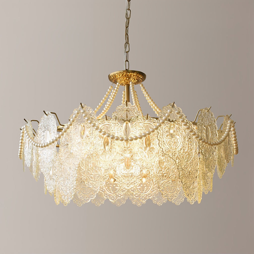 Lampadario in vetro perle