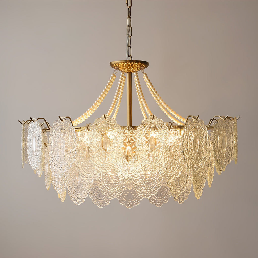 Lampadario in vetro perle