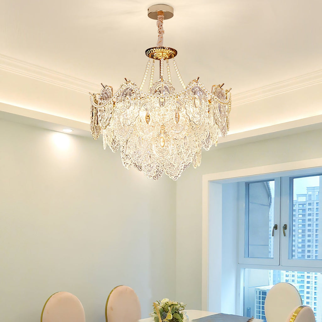 Lampadario in vetro perle