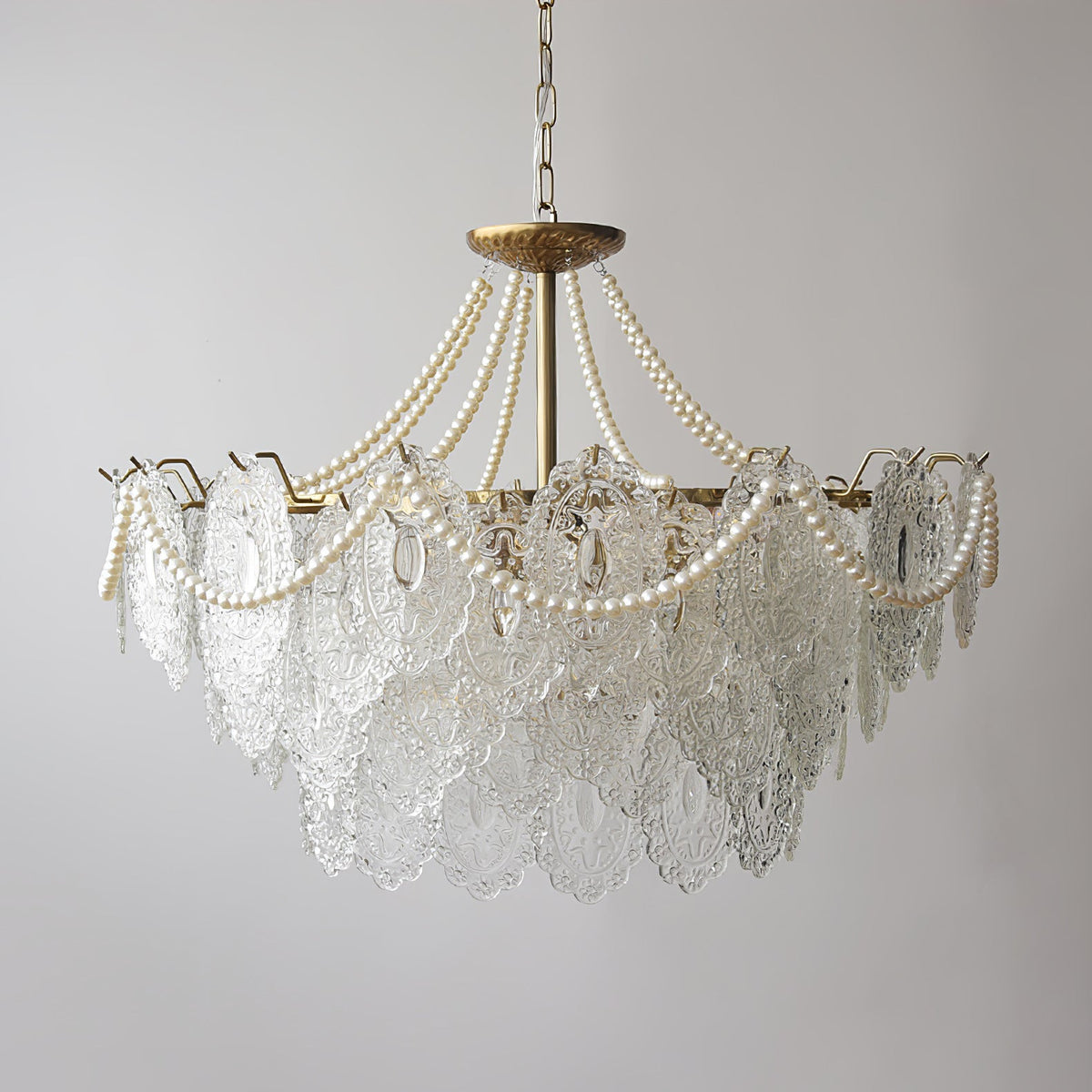 Lampadario in vetro perle