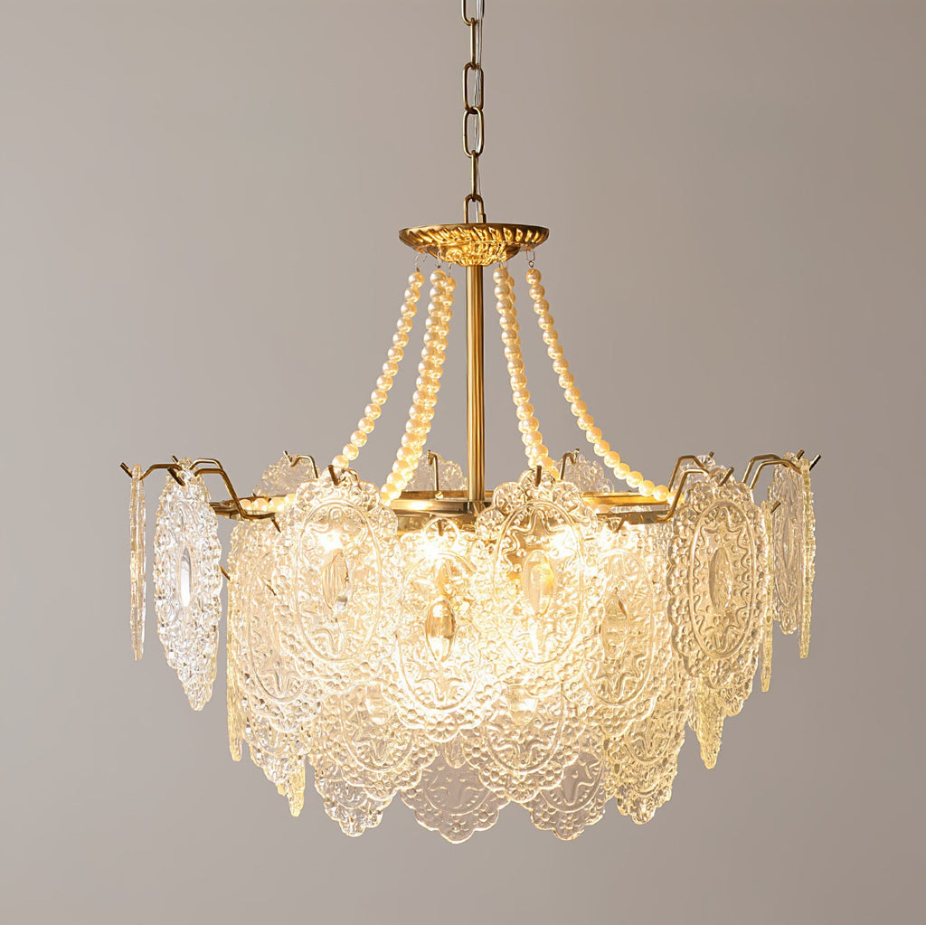 Lampadario in vetro perle
