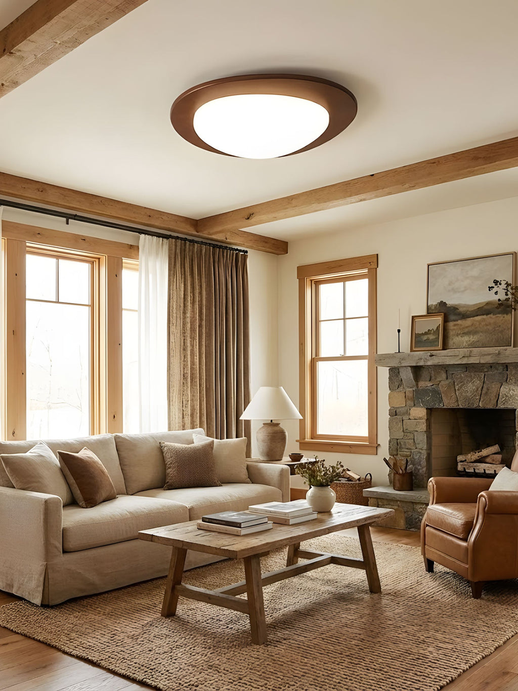 Lampada da soffitto in legno Pebble