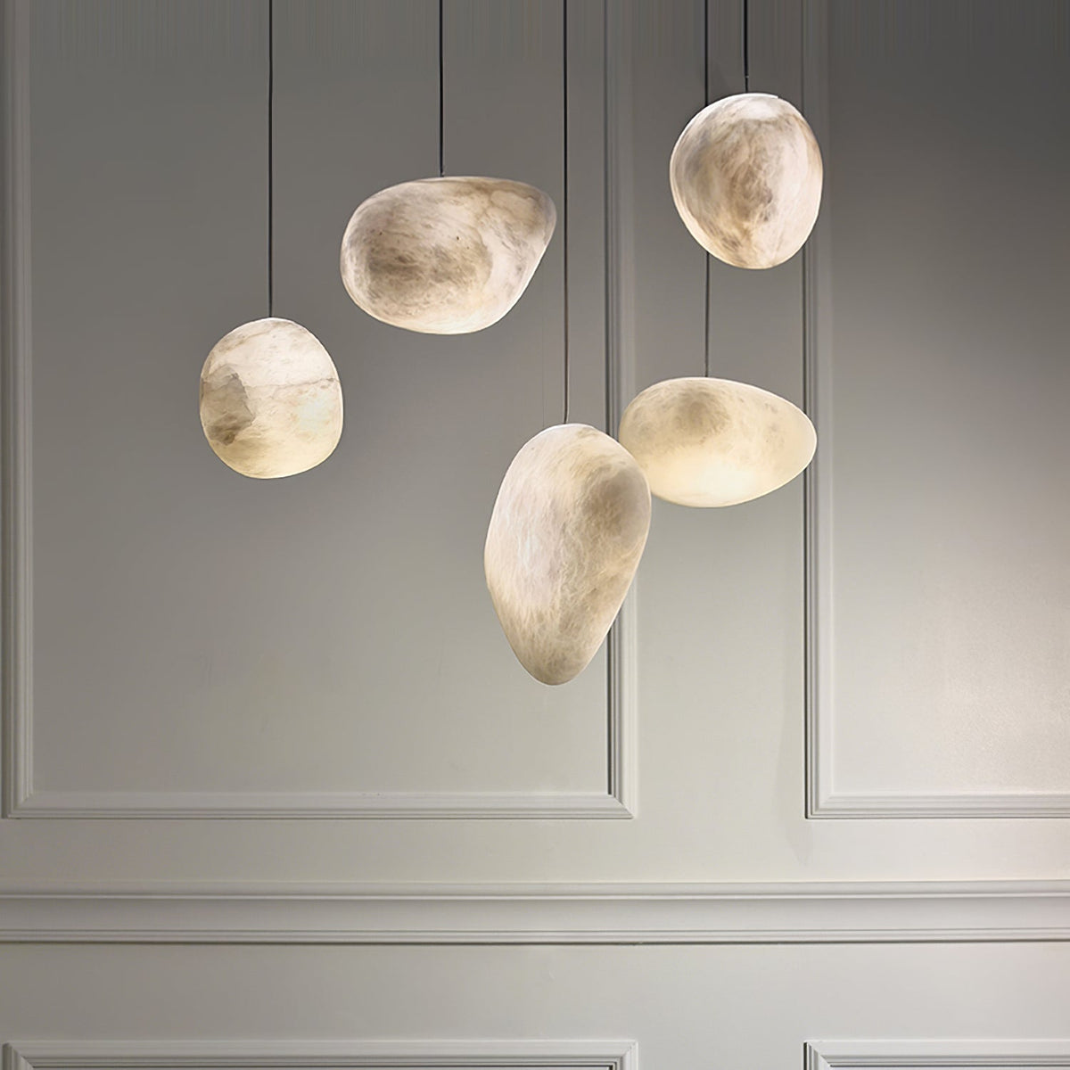 Lampada a sospensione Pebbles in Alabastro