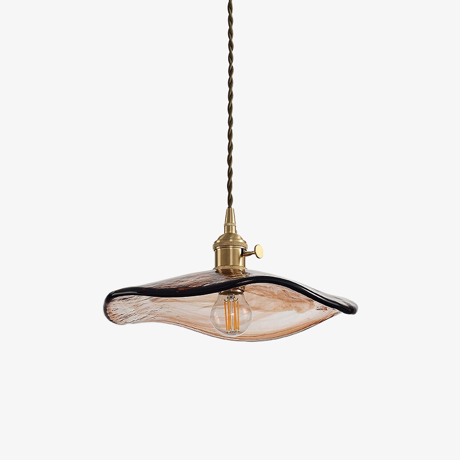 Pellezo Lampada a sospensione – Vetro – Marrone – Altezza regolabile – Design floreale giocoso per sala da pranzo e soggiorno