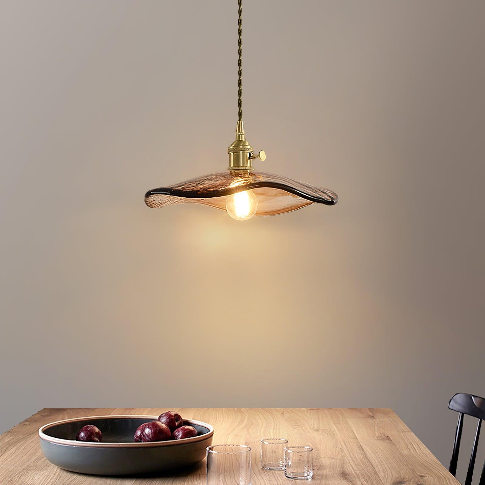 Pellezo Lampada a sospensione – Vetro – Marrone – Altezza regolabile – Design floreale giocoso per sala da pranzo e soggiorno