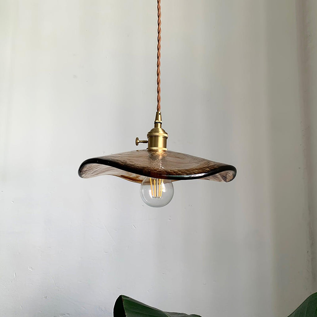 Pellezo Lampada a sospensione – Vetro – Marrone – Altezza regolabile – Design floreale giocoso per sala da pranzo e soggiorno