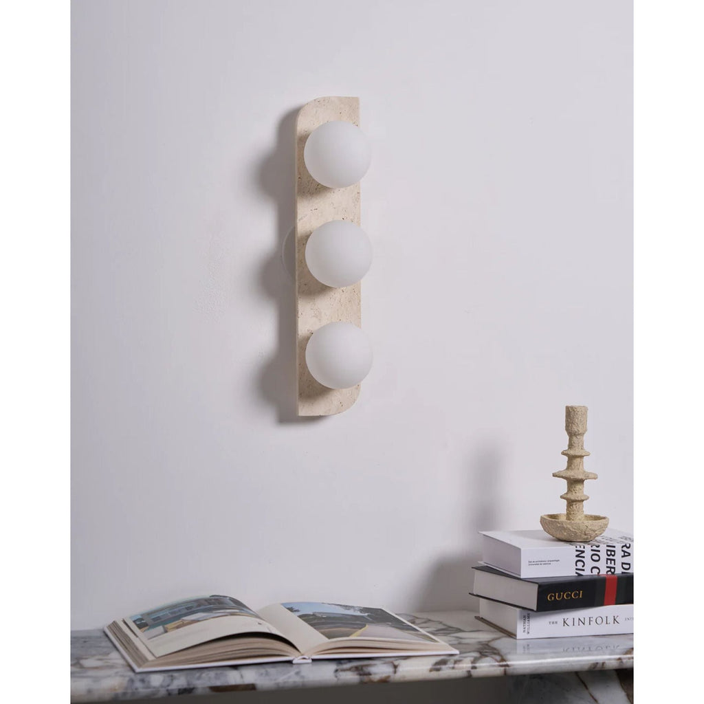 Lampada da parete Pellune – Travertino, Legno, Vetro – Moderna – Illuminazione Dimmerabile