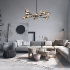 Lampadario a Bolle in Vetro con 15 Luci Stile Mid-Century