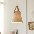 Lampadario Lorento – Ceramica & Pelle – Bianco/Oro/Arancione – Ø 30 cm – Design Elegante per Sala da Pranzo e Soggiorno