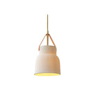 Lampadario Lorento – Ceramica & Pelle – Bianco/Oro/Arancione – Ø 30 cm – Design Elegante per Sala da Pranzo e Soggiorno