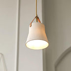 Lampadario Lorento – Ceramica & Pelle – Bianco/Oro/Arancione – Ø 30 cm – Design Elegante per Sala da Pranzo e Soggiorno