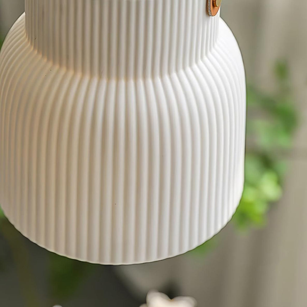 Lampadario Lorento – Ceramica & Pelle – Bianco/Oro/Arancione – Ø 30 cm – Design Elegante per Sala da Pranzo e Soggiorno