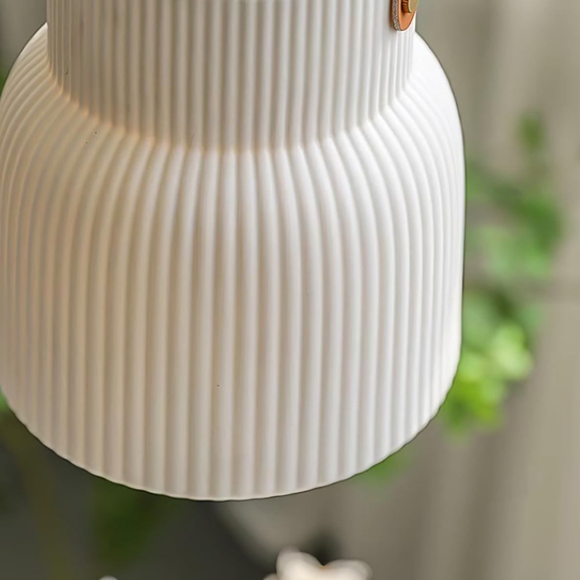 Lampadario Lorento – Ceramica & Pelle – Bianco/Oro/Arancione – Ø 30 cm – Design Elegante per Sala da Pranzo e Soggiorno