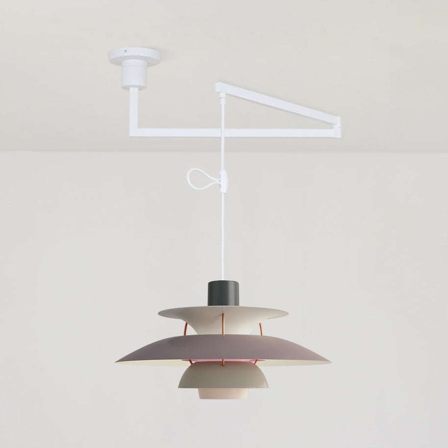 Lampada a sospensione – Alluminio e Ottone – Nero – Ø 30 cm – Regolabile per sala da pranzo e soggiorno