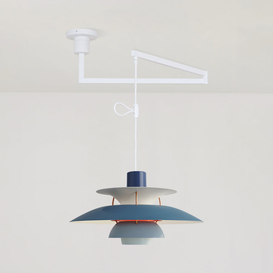 Lampada a sospensione – Alluminio e Ottone – Nero – Ø 30 cm – Regolabile per sala da pranzo e soggiorno