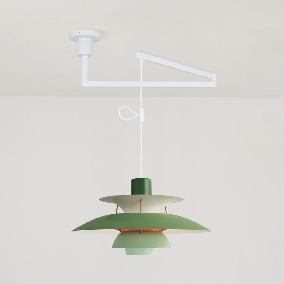 Lampada a sospensione – Alluminio e Ottone – Nero – Ø 30 cm – Regolabile per sala da pranzo e soggiorno