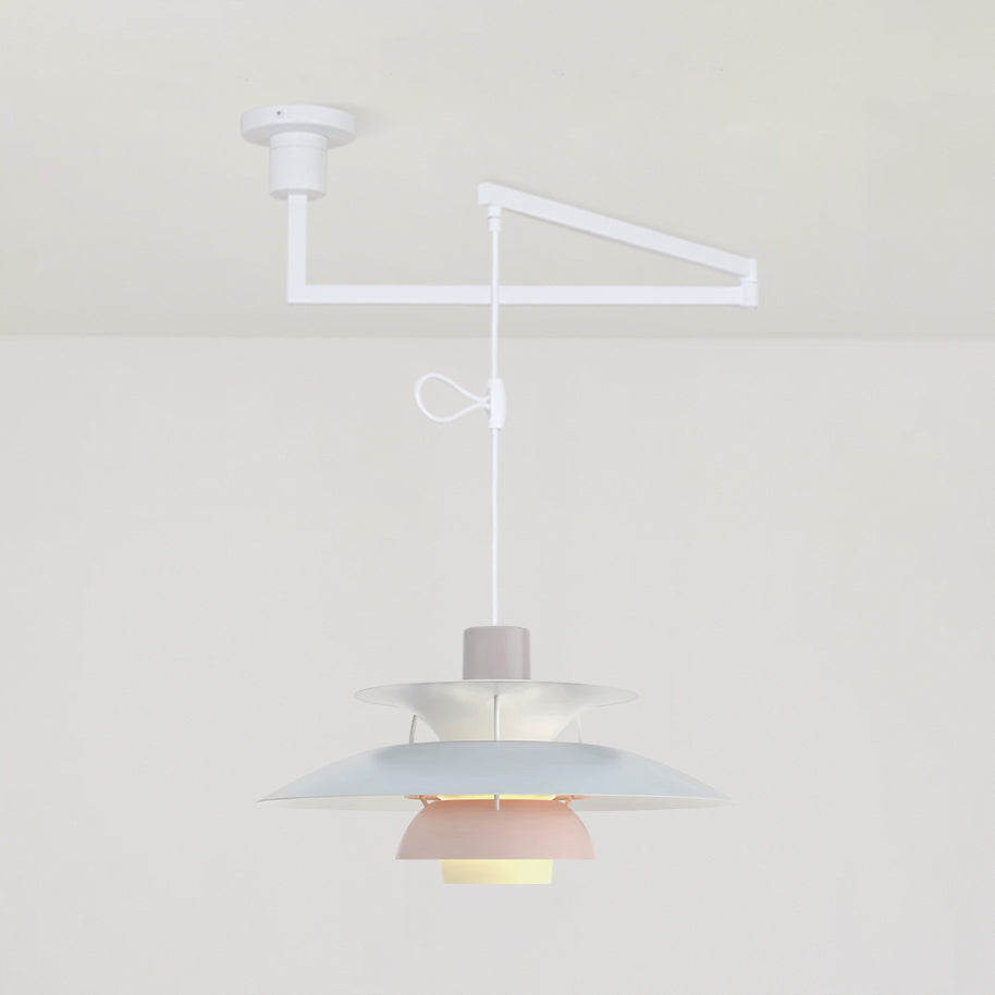Lampada a sospensione – Alluminio e Ottone – Nero – Ø 30 cm – Regolabile per sala da pranzo e soggiorno