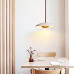 Lampada a sospensione – Legno di gomma & Travertino – Giallo – Ø 30 cm – Design moderno per un'illuminazione elegante sopra il tavolo da pranzo