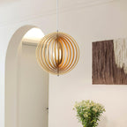 Lampadario – Legno – Naturale – Ø40 cm – Moderno Dimmabile per Sala da Pranzo e Soggiorno