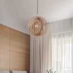 Lampadario – Legno – Naturale – Ø40 cm – Moderno Dimmabile per Sala da Pranzo e Soggiorno