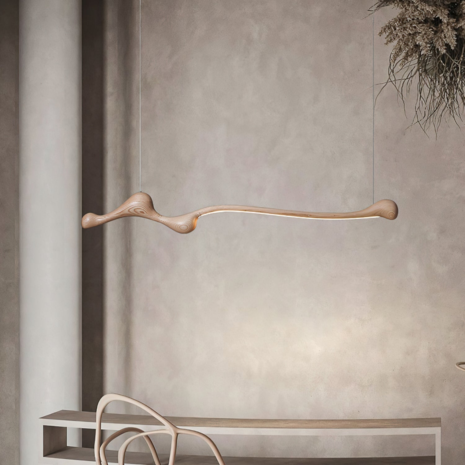 Lampada a sospensione – Legno – Colori naturali – Design moderno – Fatto a mano, Illuminazione LED a risparmio energetico