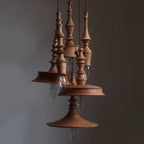 Lampada a sospensione – Legno – Noce – Ø40 cm – Design elegante per tavolo da pranzo e soggiorno