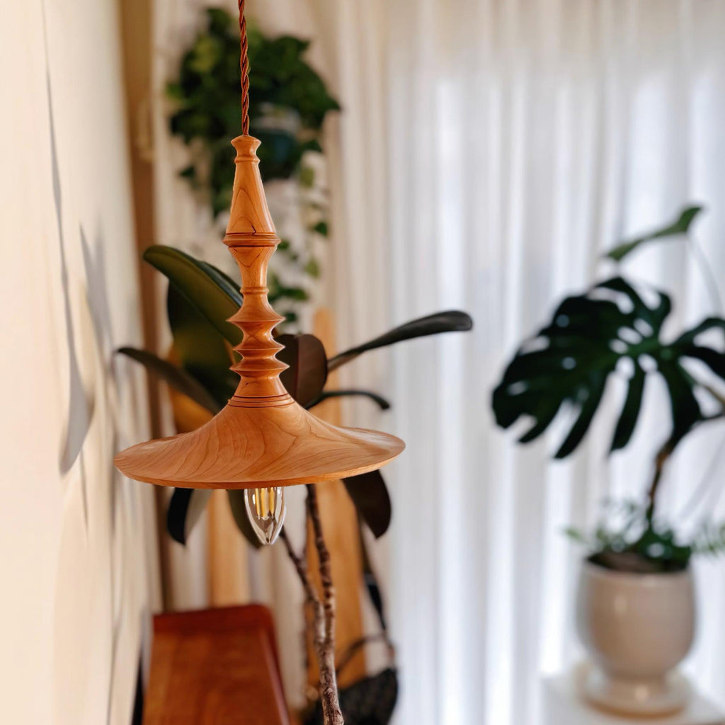Lampada a sospensione – Legno – Noce – Ø40 cm – Design elegante per tavolo da pranzo e soggiorno