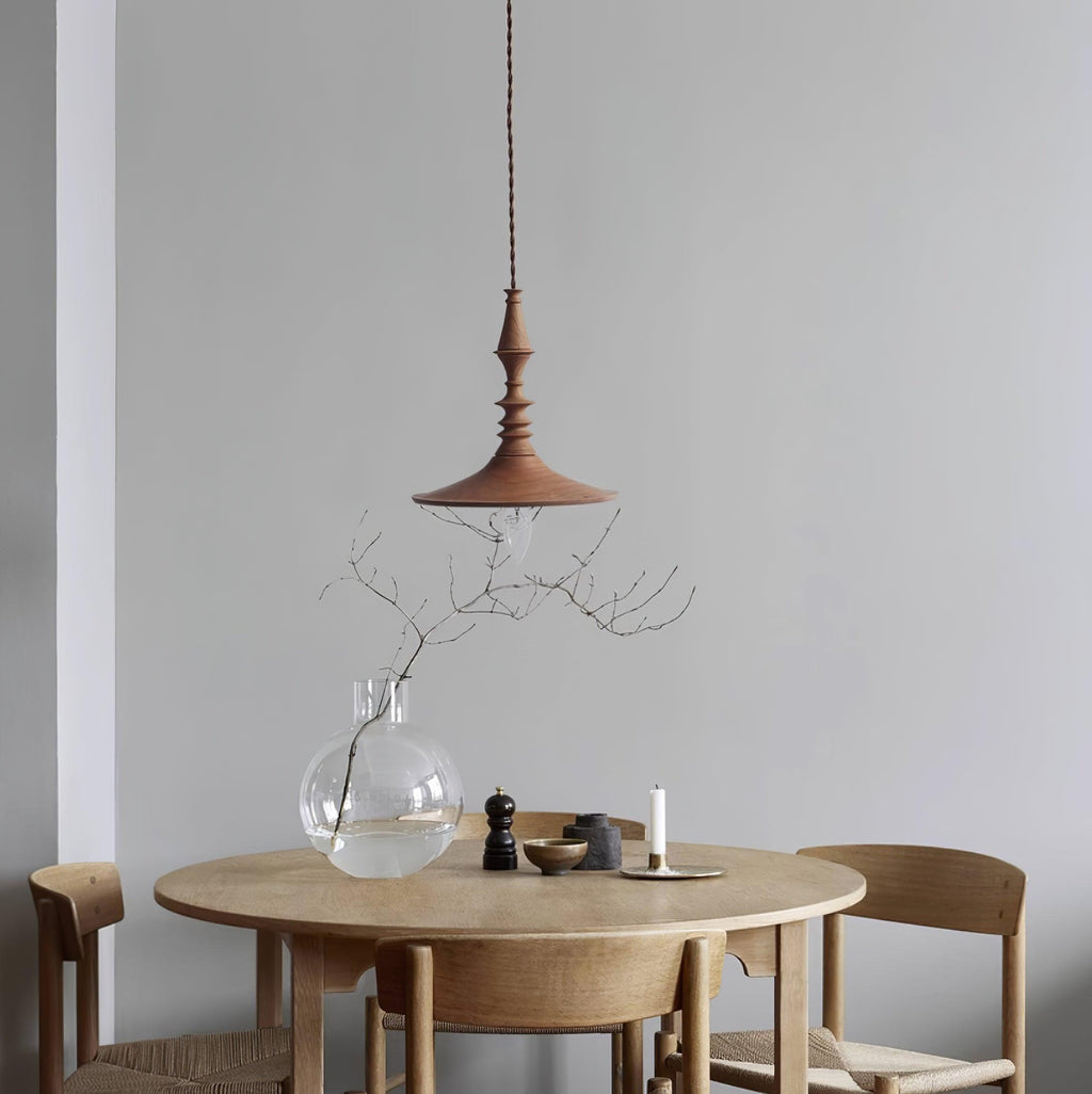 Lampada a sospensione – Legno – Noce – Ø40 cm – Design elegante per tavolo da pranzo e soggiorno