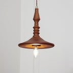 Lampada a sospensione – Legno – Noce – Ø40 cm – Design elegante per tavolo da pranzo e soggiorno