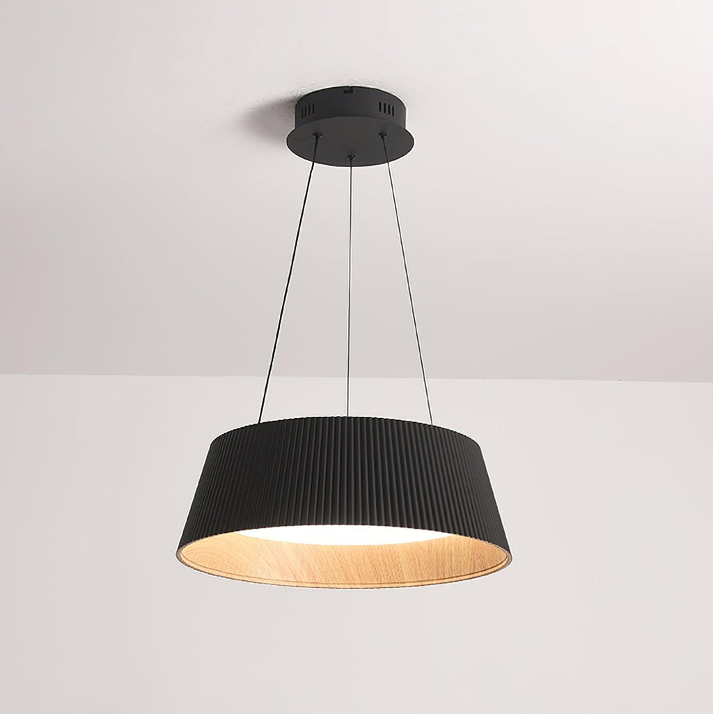 Lampadario – Legno & Acrilico – Nero/Bianco – Ø 46 cm – Design moderno per sala da pranzo e soggiorno