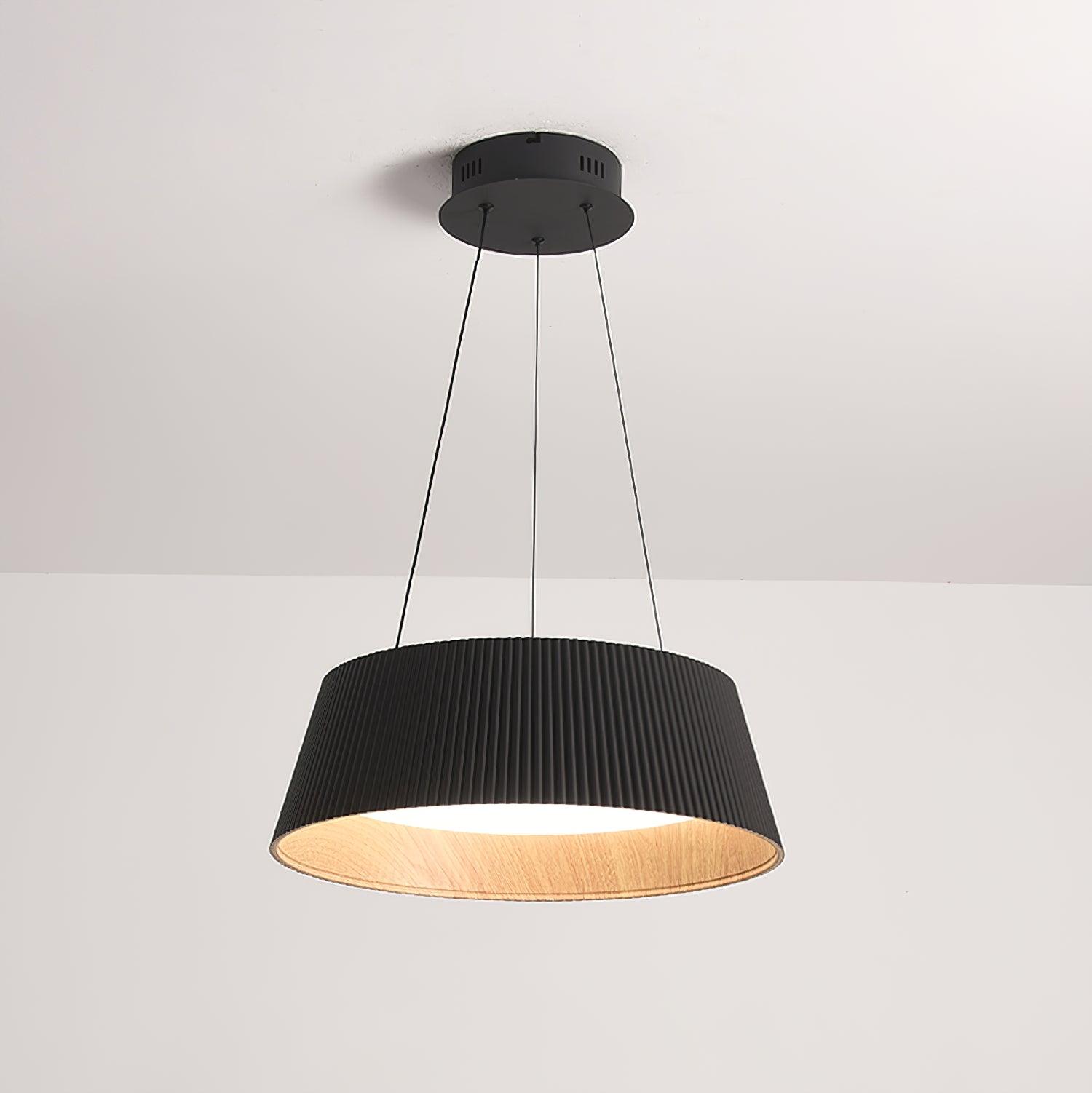 Lampadario – Legno & Acrilico – Nero/Bianco – Ø 46 cm – Design moderno per sala da pranzo e soggiorno