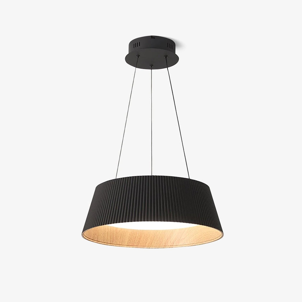 Lampadario – Legno & Acrilico – Nero/Bianco – Ø 46 cm – Design moderno per sala da pranzo e soggiorno
