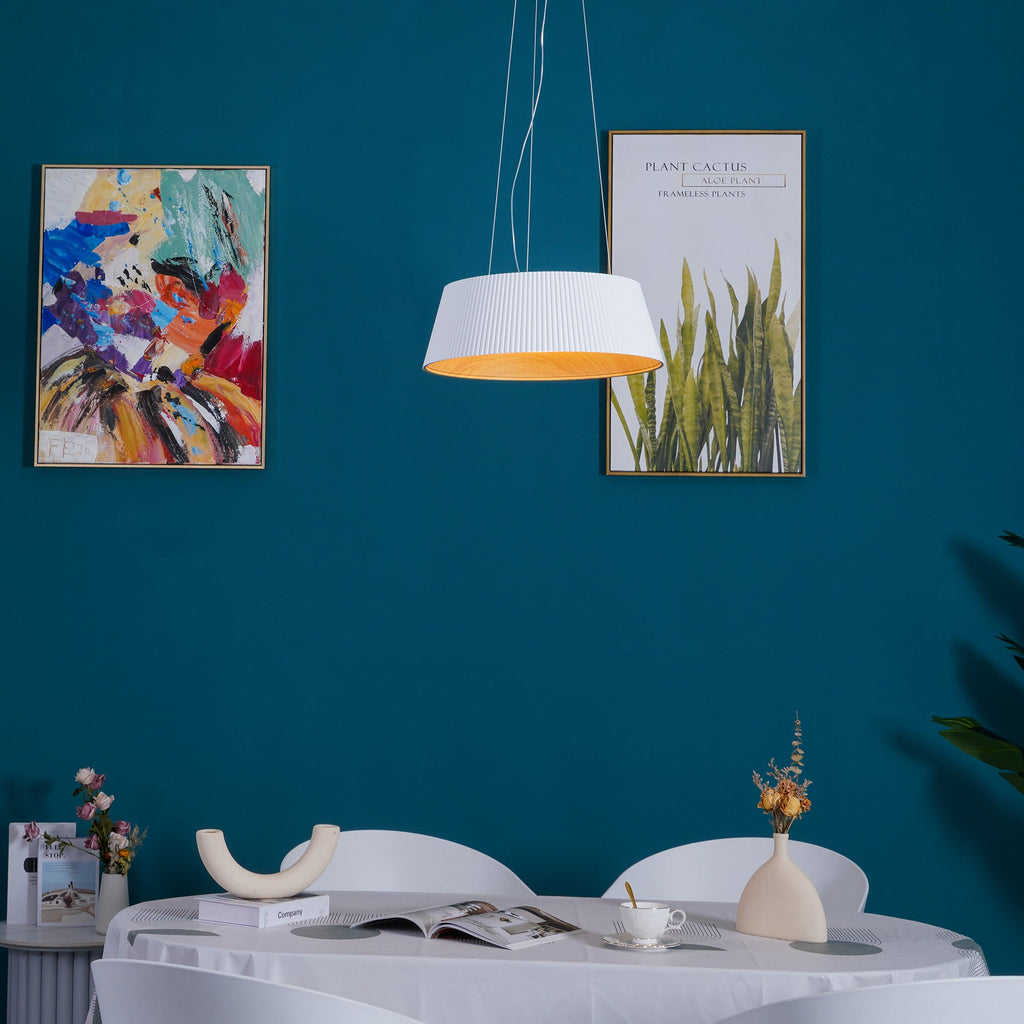 Lampadario – Legno & Acrilico – Nero/Bianco – Ø 46 cm – Design moderno per sala da pranzo e soggiorno