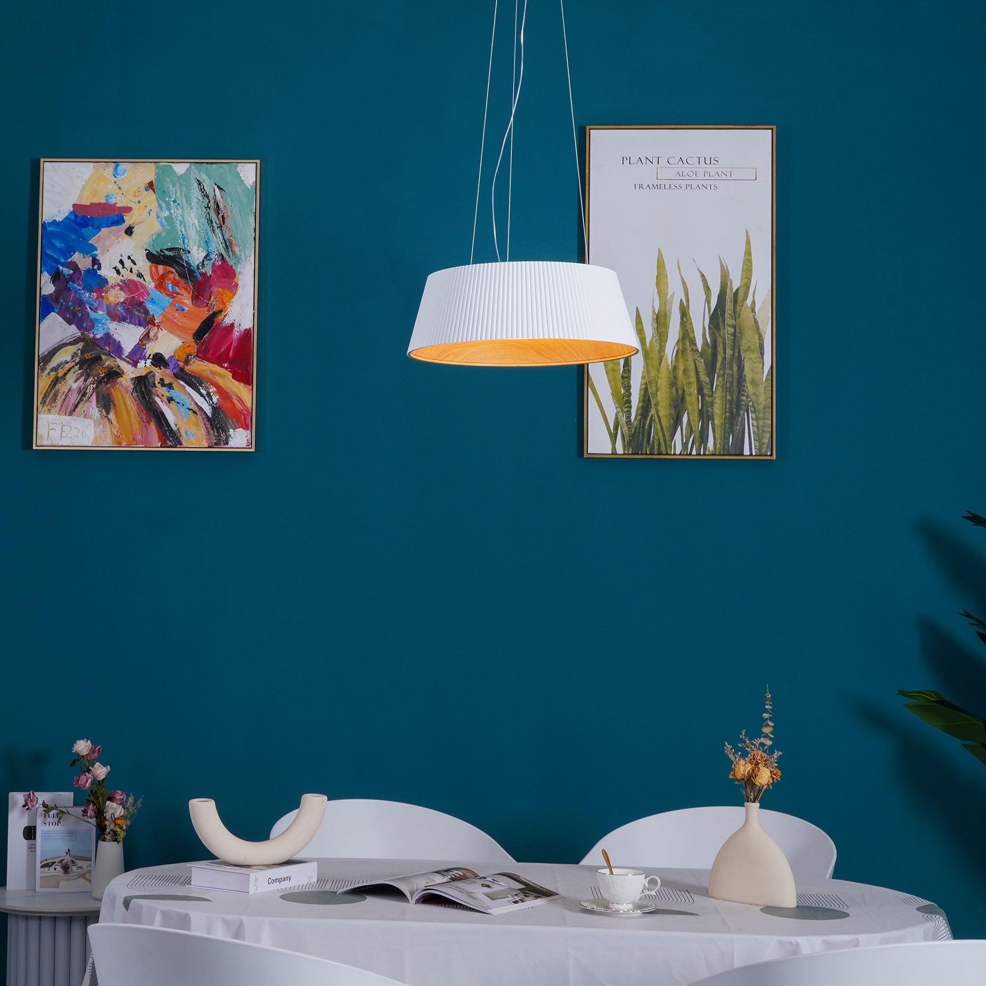 Lampadario – Legno & Acrilico – Nero/Bianco – Ø 46 cm – Design moderno per sala da pranzo e soggiorno
