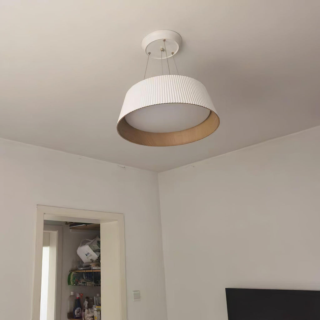 Lampadario – Legno & Acrilico – Nero/Bianco – Ø 46 cm – Design moderno per sala da pranzo e soggiorno