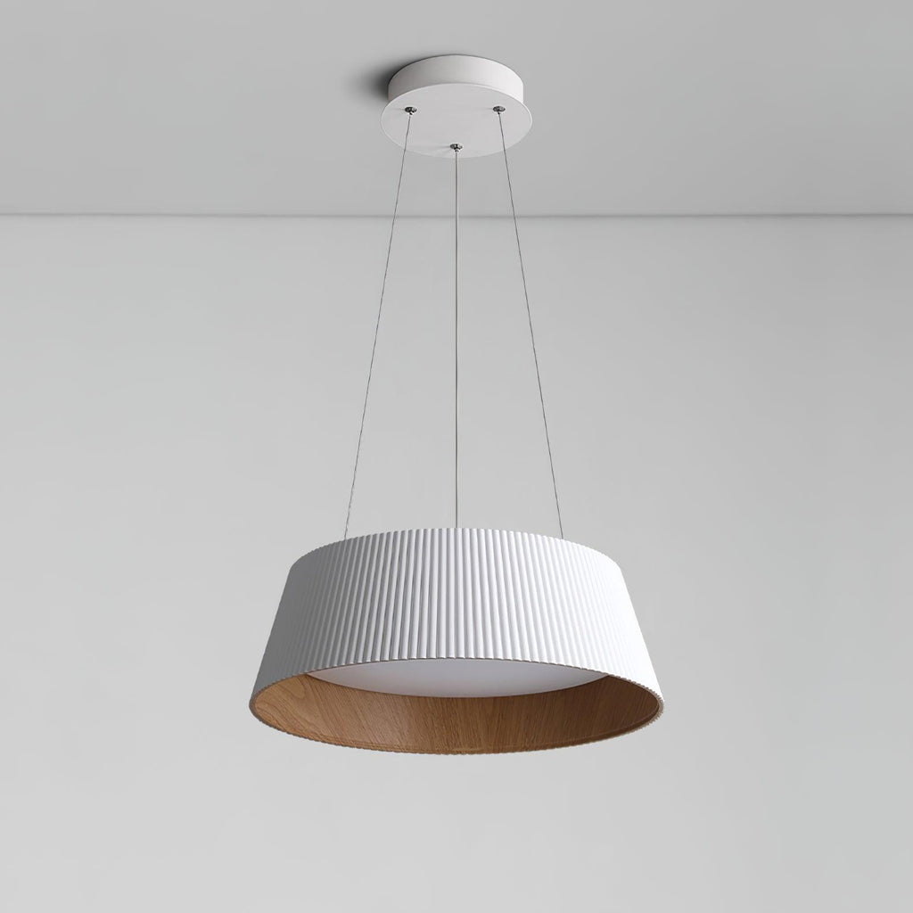 Lampadario – Legno & Acrilico – Nero/Bianco – Ø 46 cm – Design moderno per sala da pranzo e soggiorno