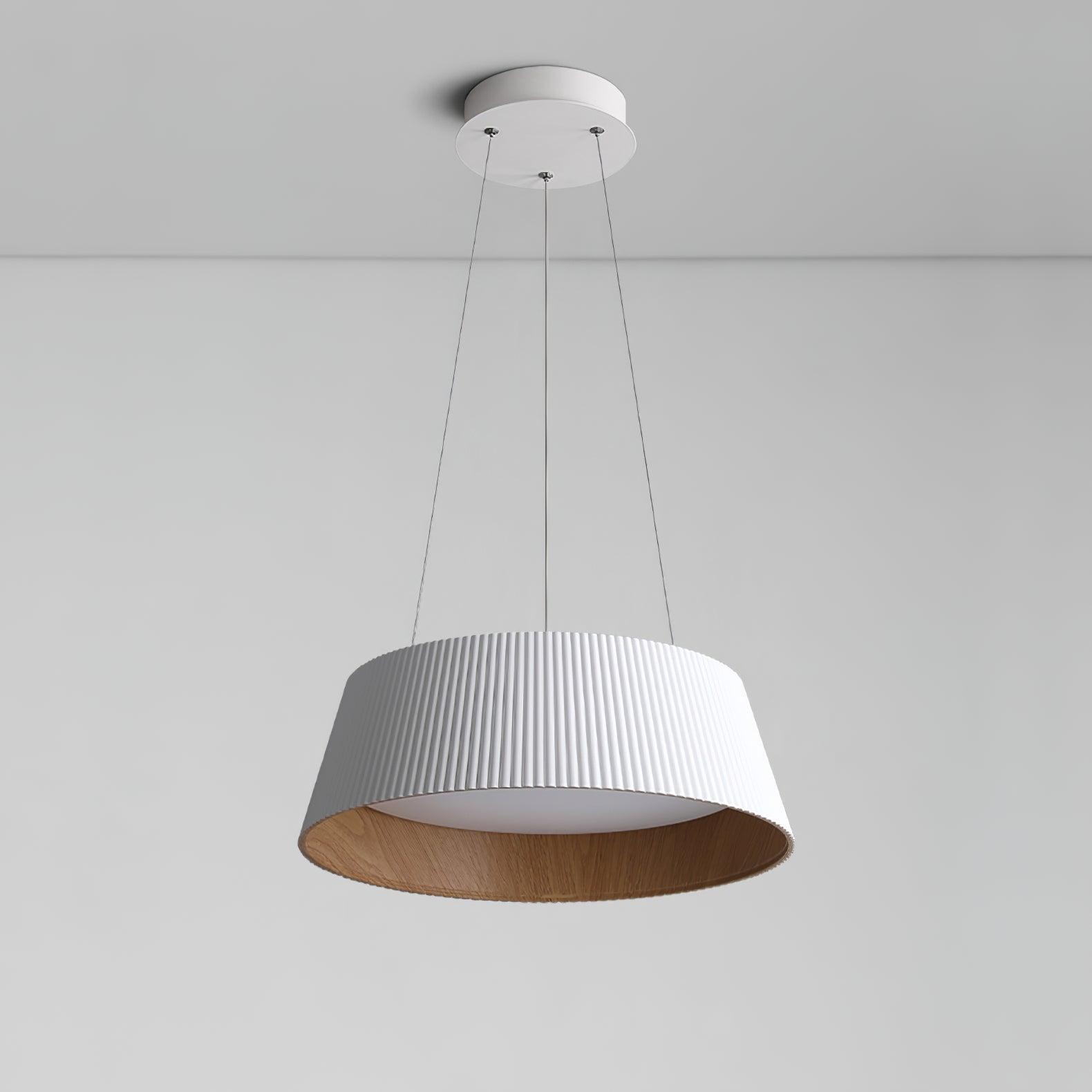 Lampadario – Legno & Acrilico – Nero/Bianco – Ø 46 cm – Design moderno per sala da pranzo e soggiorno