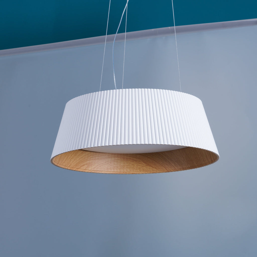 Lampadario – Legno & Acrilico – Nero/Bianco – Ø 46 cm – Design moderno per sala da pranzo e soggiorno