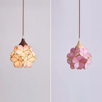 Lampadario – Legno e Vetro Rosa – 50×50 cm – Design Elegante per Sala da Pranzo e Soggiorno