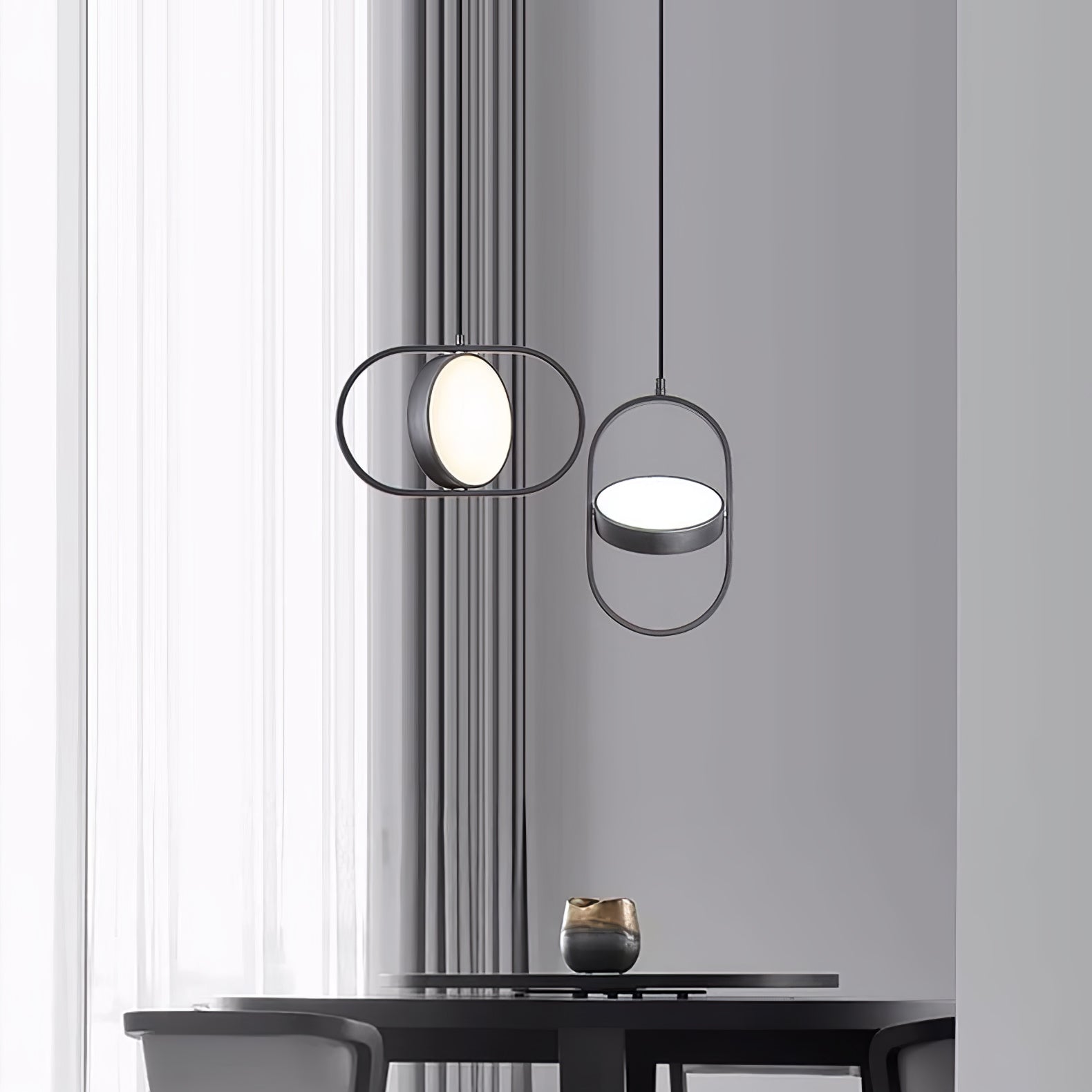 Lampada a sospensione – Metallo – Nero – Ø35 cm – Design moderno per sala da pranzo e soggiorno
