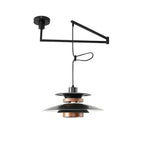 Lampada a sospensione – Metallo e legno – Nero – Altezza regolabile – Design scandinavo per sala da pranzo e soggiorno