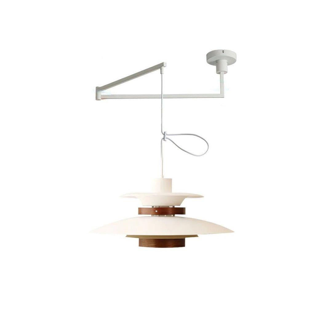 Lampada a sospensione – Metallo e legno – Nero – Altezza regolabile – Design scandinavo per sala da pranzo e soggiorno