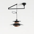 Lampada a sospensione – Metallo e legno – Nero – Altezza regolabile – Design scandinavo per sala da pranzo e soggiorno